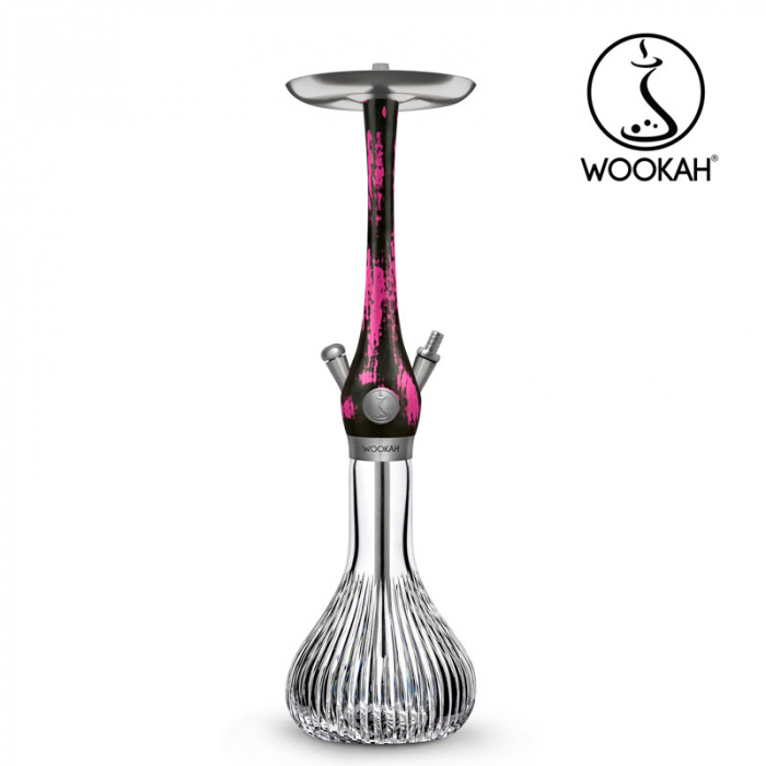 Narghilea WOOKAH din lemn, model Black/Pink, Vas transparent [13]
