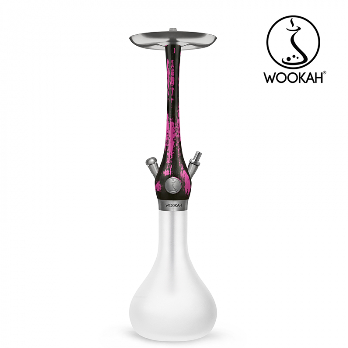 Narghilea WOOKAH din lemn, model Black/Pink, Vas transparent [5]
