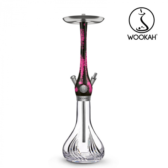 Narghilea WOOKAH din lemn, model Black/Pink, Vas transparent [11]
