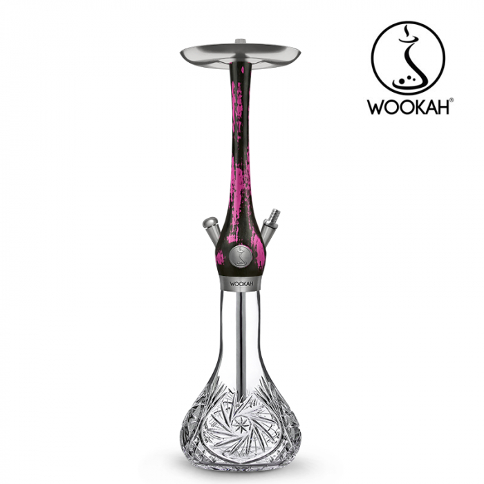 Narghilea WOOKAH din lemn, model Black/Pink, Vas transparent [9]