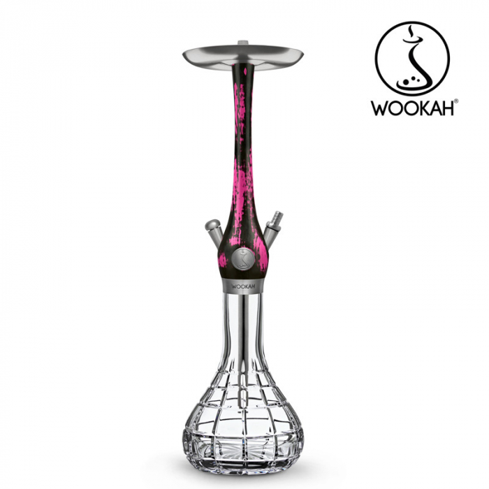 Narghilea WOOKAH din lemn, model Black/Pink, Vas transparent [8]