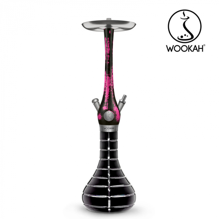 Narghilea WOOKAH din lemn, model Black/Pink, Vas transparent [10]
