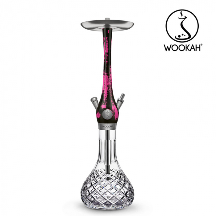 Narghilea WOOKAH din lemn, model Black/Pink, Vas transparent [3]