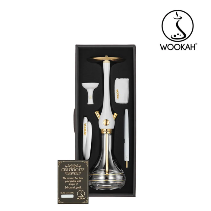 Narghilea Wookah din lemn placata cu aur 24K, Royal White Set [3]