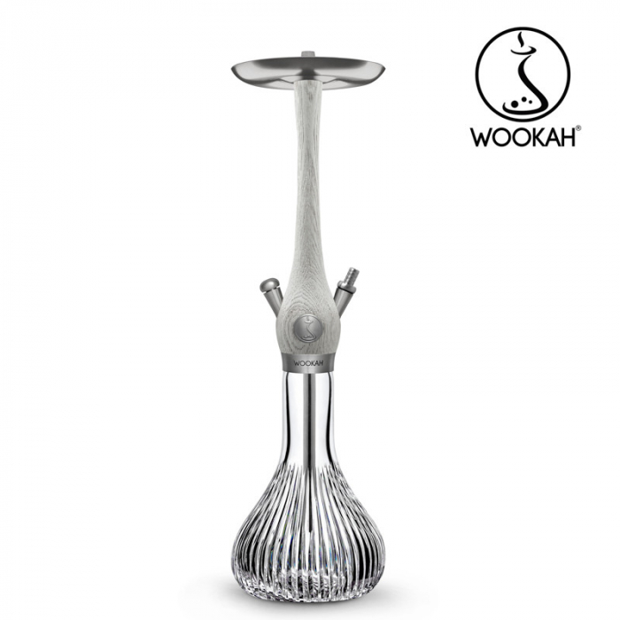 Narghilea WOOKAH din lemn, model White Nox, Vas transparent [6]