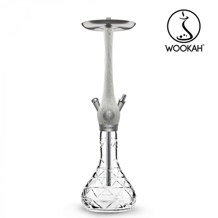 Narghilea WOOKAH din lemn, model White Nox, Vas transparent [2]