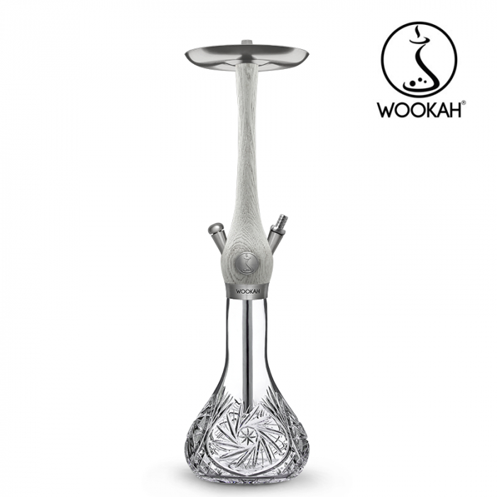 Narghilea WOOKAH din lemn, model White Nox, Vas transparent [8]