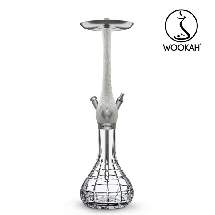 Narghilea WOOKAH din lemn, model White Nox, Vas transparent [5]