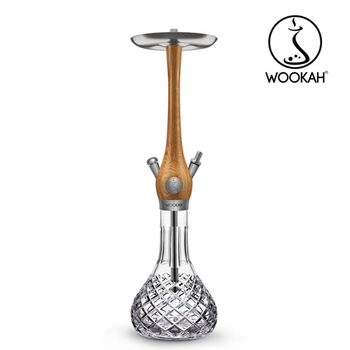 Narghilea WOOKAH din lemn, Oak, Vas transparent [6]