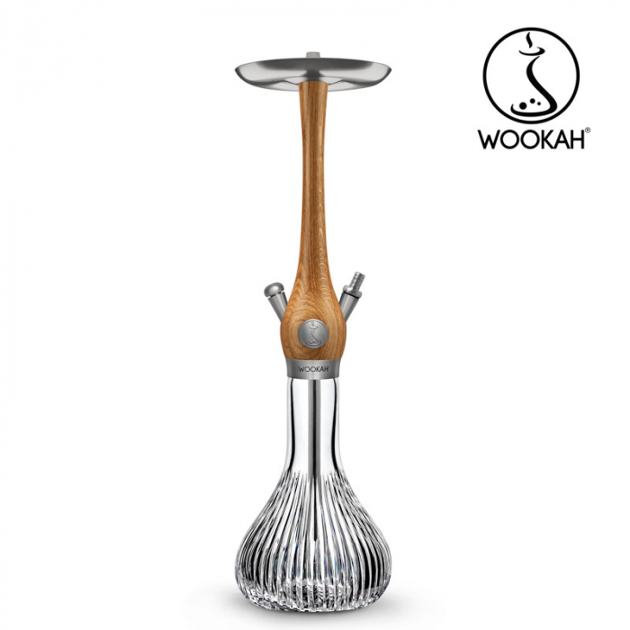 Narghilea WOOKAH din lemn, Oak, Vas transparent [10]