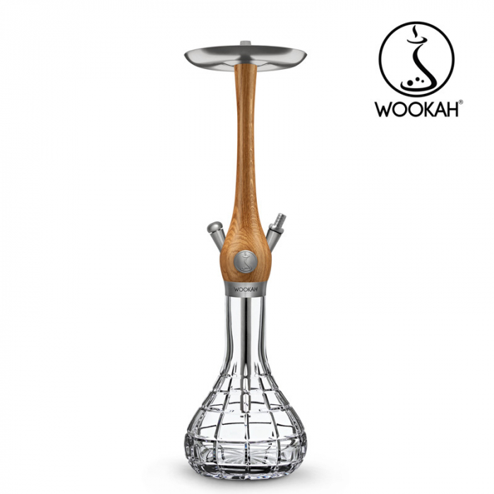 Narghilea WOOKAH din lemn, Oak, Vas transparent [11]