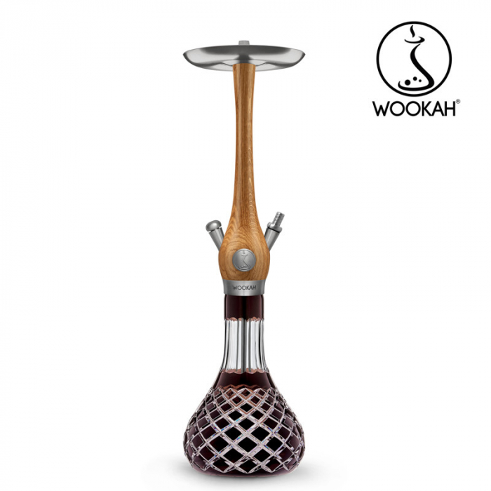 Narghilea WOOKAH din lemn, Oak, Vas transparent [5]