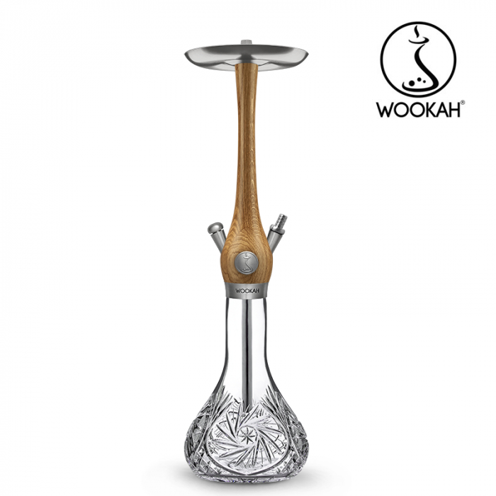 Narghilea WOOKAH din lemn, Oak, Vas transparent [8]