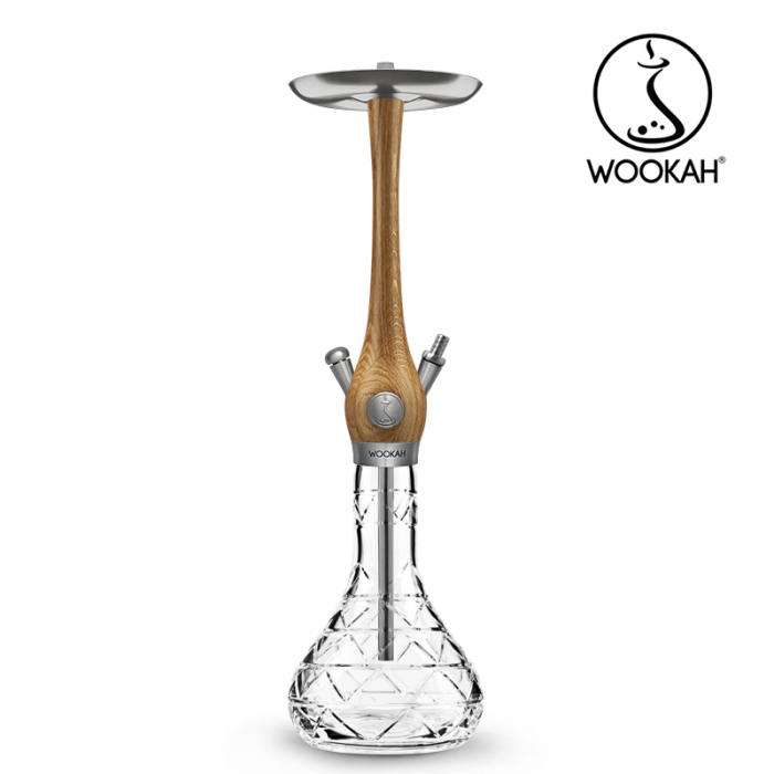 Narghilea WOOKAH din lemn, Oak, Vas transparent [2]