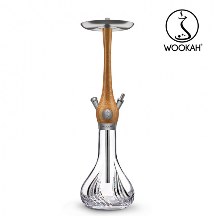Narghilea WOOKAH din lemn, Oak, Vas transparent [7]