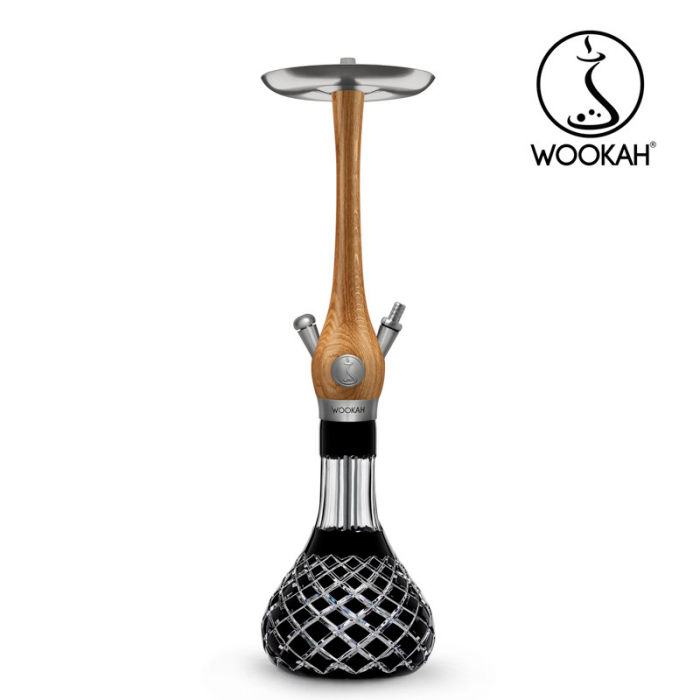 Narghilea WOOKAH din lemn, Oak, Vas transparent [4]