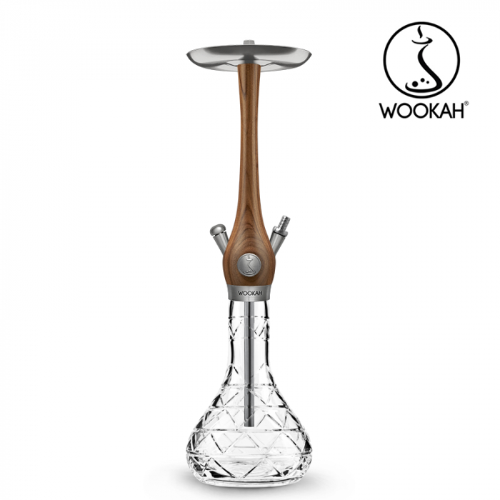 Narghilea WOOKAH din lemn, Walnut, Vas transparent [2]