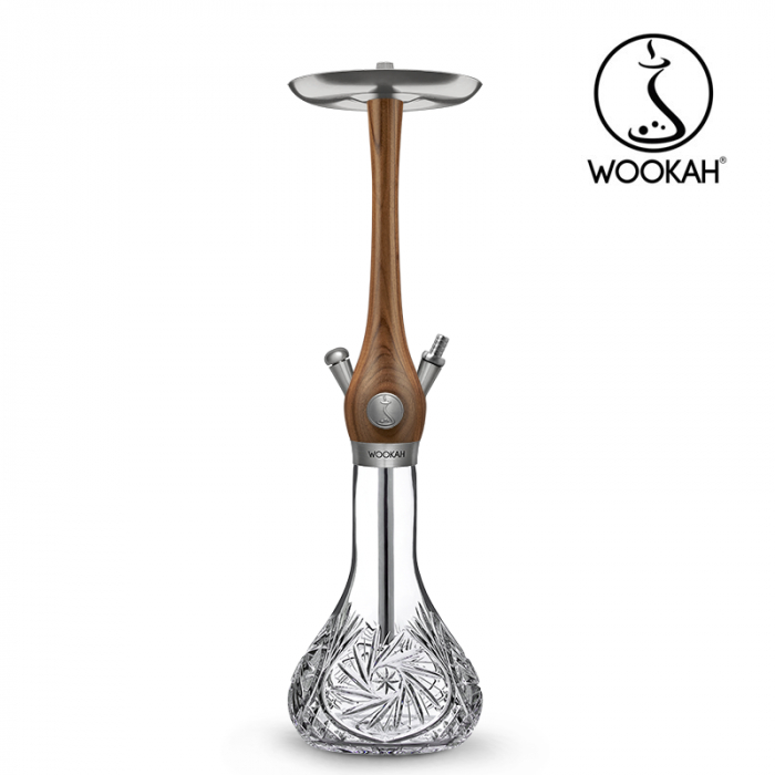Narghilea WOOKAH din lemn, Walnut, Vas transparent [9]