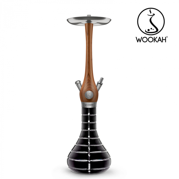 Narghilea WOOKAH din lemn, Walnut, Vas transparent [3]