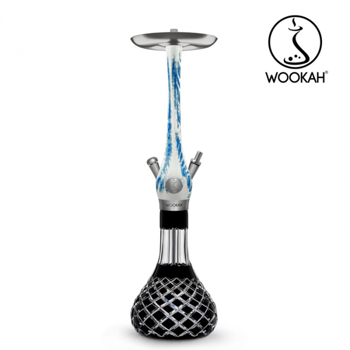 Narghilea WOOKAH din lemn, model Arctic Blue, Vas transparent [3]