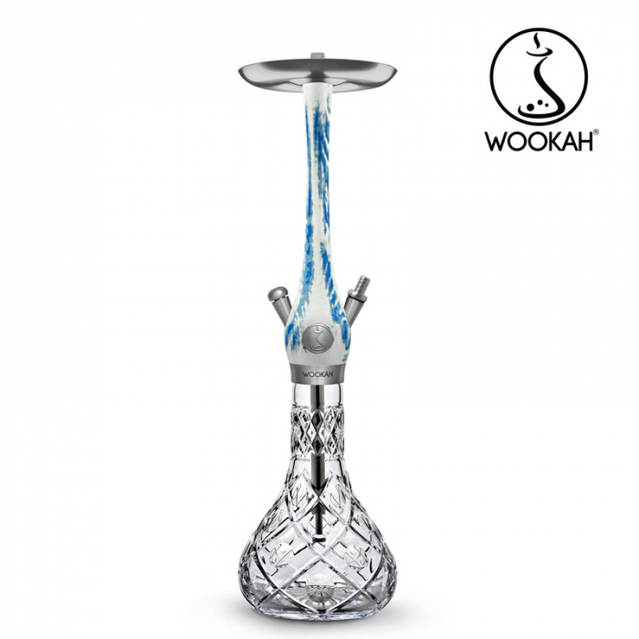 Narghilea WOOKAH din lemn, model Arctic Blue, Vas transparent [7]