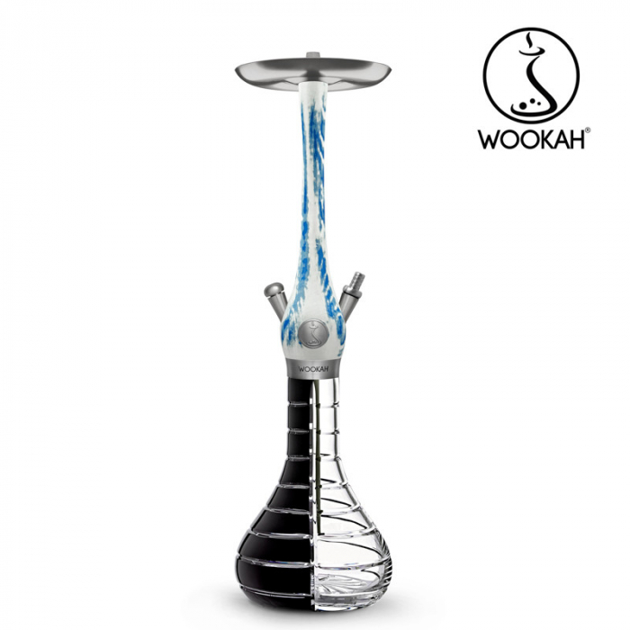 Narghilea WOOKAH din lemn, model Arctic Blue, Vas transparent [10]