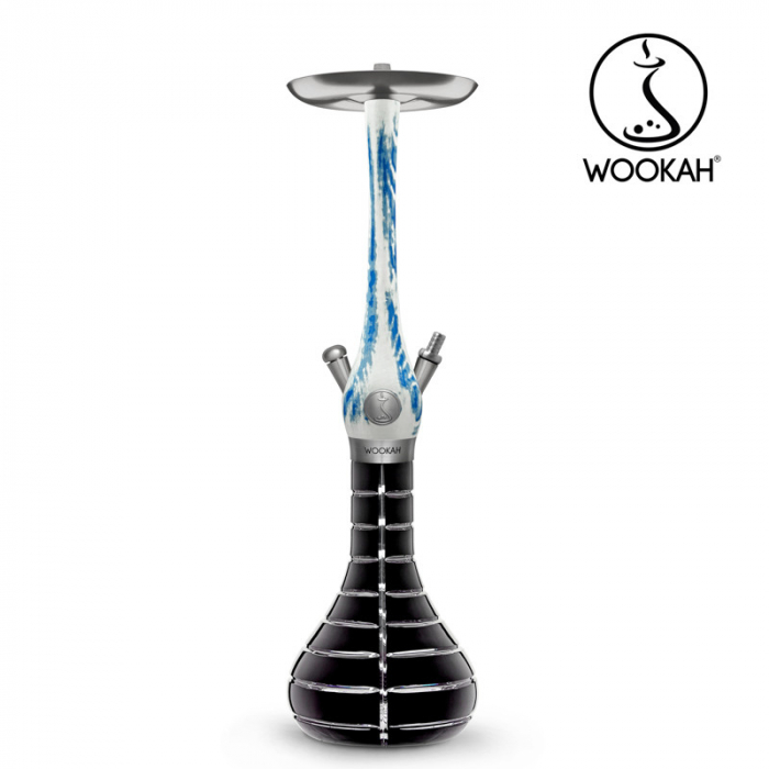 Narghilea WOOKAH din lemn, model Arctic Blue, Vas transparent [9]