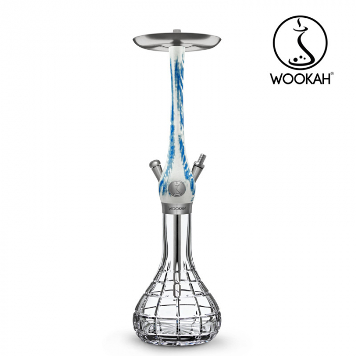 Narghilea WOOKAH din lemn, model Arctic Blue, Vas transparent [8]