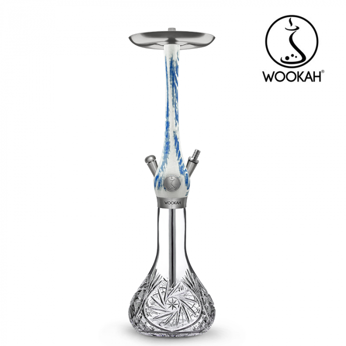 Narghilea WOOKAH din lemn, model Arctic Blue, Vas transparent [6]