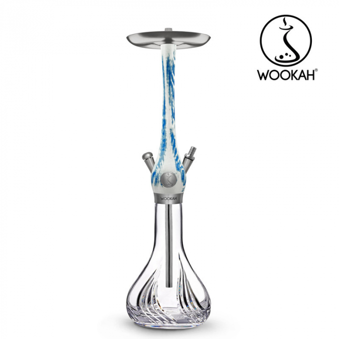 Narghilea WOOKAH din lemn, model Arctic Blue, Vas transparent [5]
