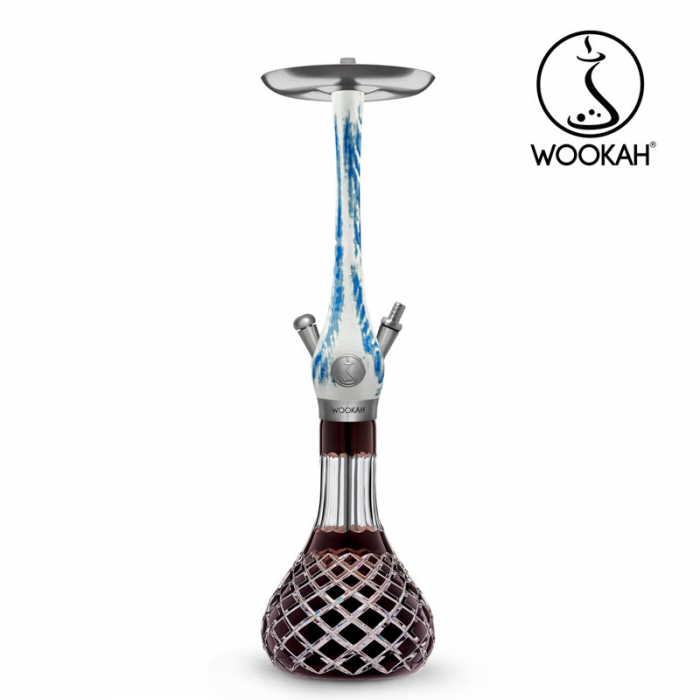 Narghilea WOOKAH din lemn, model Arctic Blue, Vas transparent [4]