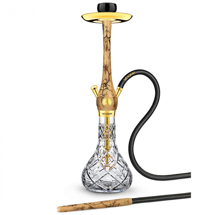 Narghilea din lemn, Exclusiv, Placata Cu Aur 24K, Model Grom, Vas Olives [2]