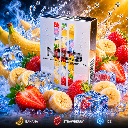 Arome narghilea - Aroma Narghilea NIC3 BANANA STRAWBERRY ICE – banane cu capsuni si gheata, 50gr