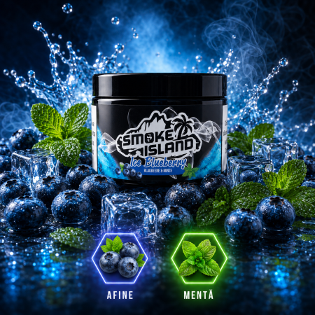 Arome narghilea - Aroma Narghilea Smoke Island Ice Blueberry - Afine cu Gheata, 200gr