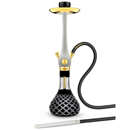 Narghilea din lemn, Exclusiv, Placata Cu Aur 24K, Model White Nox, Vas Check Black [1]