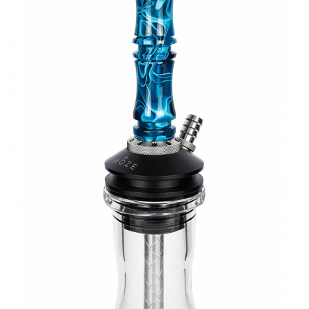 Narghilea Moze Breeze Two, Wavy Blue, Vas Transparent [2]