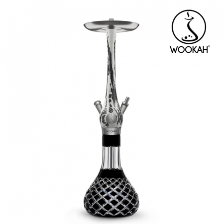 Narghilea WOOKAH din lemn, model White/Black, Vas transparent [3]
