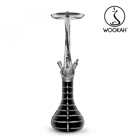 Narghilea WOOKAH din lemn, model White/Black, Vas transparent [1]