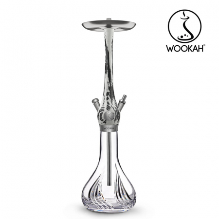 Narghilea WOOKAH din lemn, model White/Black, Vas transparent [6]