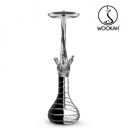 Narghilea WOOKAH din lemn, model White/Black, Vas transparent [2]