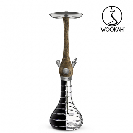 Narghilea WOOKAH din lemn, Model Nox Rustic, Vas transparent [3]