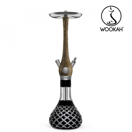 Narghilea WOOKAH din lemn, Model Nox Rustic, Vas transparent [10]