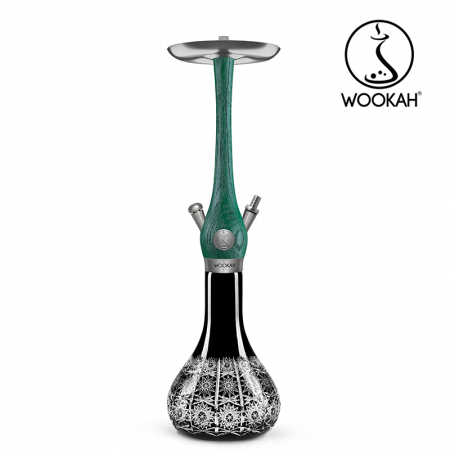 Narghilea WOOKAH din lemn, Model Nox Jade, Vas transparent [4]