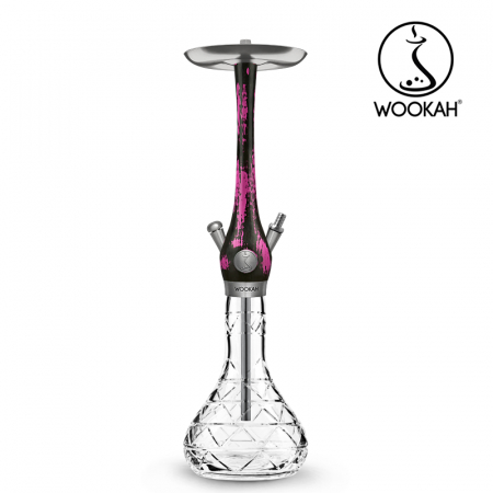 Narghilea WOOKAH din lemn, model Black/Pink, Vas transparent [14]