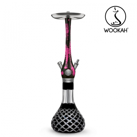 Narghilea WOOKAH din lemn, model Black/Pink, Vas transparent [11]