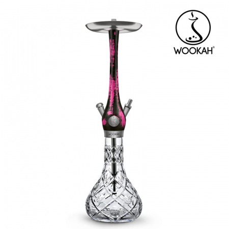 Narghilea WOOKAH din lemn, model Black/Pink, Vas transparent [13]