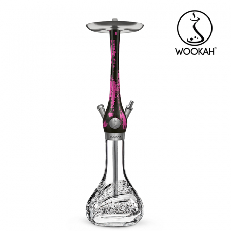 Narghilea WOOKAH din lemn, model Black/Pink, Vas transparent [5]