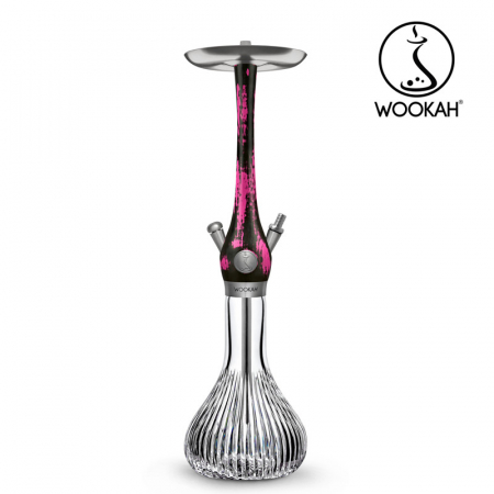 Narghilea WOOKAH din lemn, model Black/Pink, Vas transparent [12]