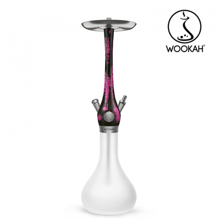 Narghilea WOOKAH din lemn, model Black/Pink, Vas transparent [4]