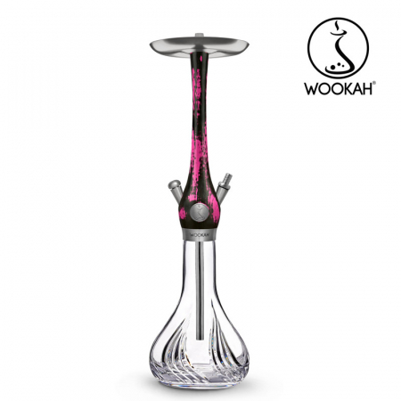 Narghilea WOOKAH din lemn, model Black/Pink, Vas transparent [10]